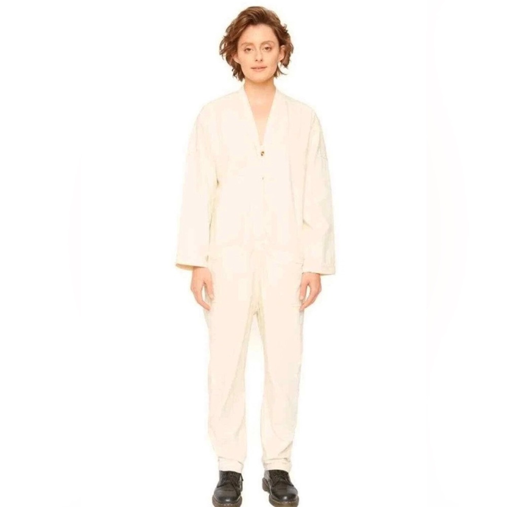 NWT Sandrine Rose x Free People Jumpsuit Zip Denim Relaxed Straight Leg Medium